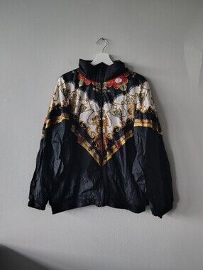 Vintage Black and 90s Motif Track Jacket